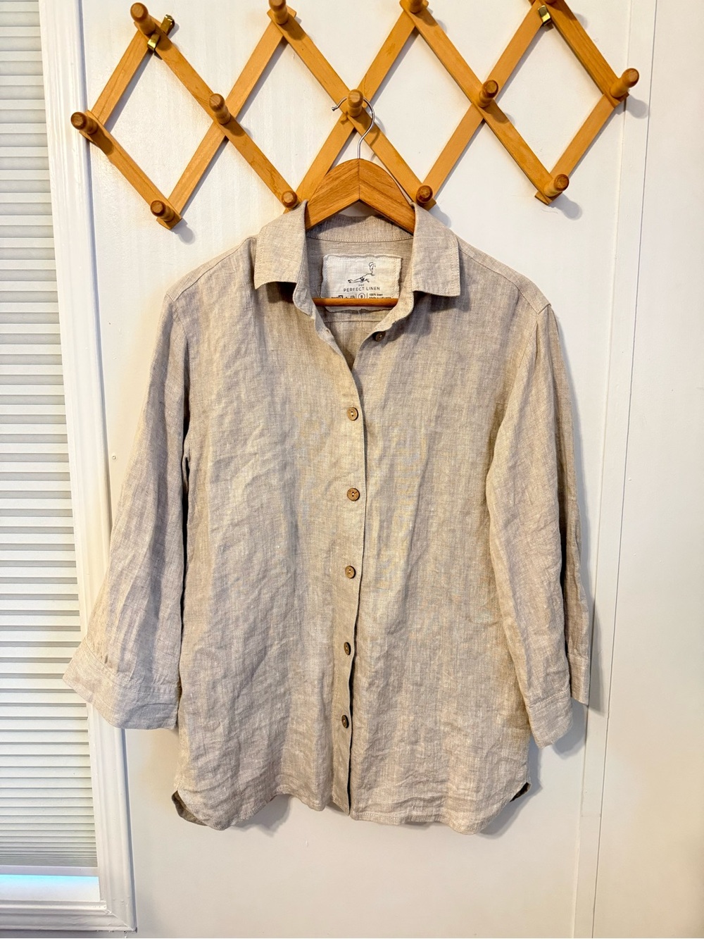 notPERFECTLINEN Natural Beige Linen Button-Down Shirt